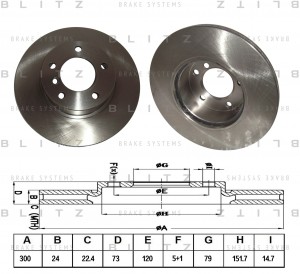 Диск тормозной передний вентилируемый BMW 3(E90,E91) 05- BS0214 BS0214 BLITZ
