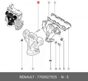 шпилька коллектора выпуск. м8!\ Renault 7703027525 RENAULT