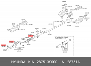 прокладка глушителя!\ Hyundai Accent/Elantra/Coupe/Sonata/Sportage/Magentis 287513S000 HYUNDAI