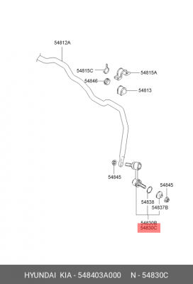 Стойка стабилизатора HYUNDAI Trajet (00-) переднего правая OE 54840-3A000 HYUNDAI KIA
