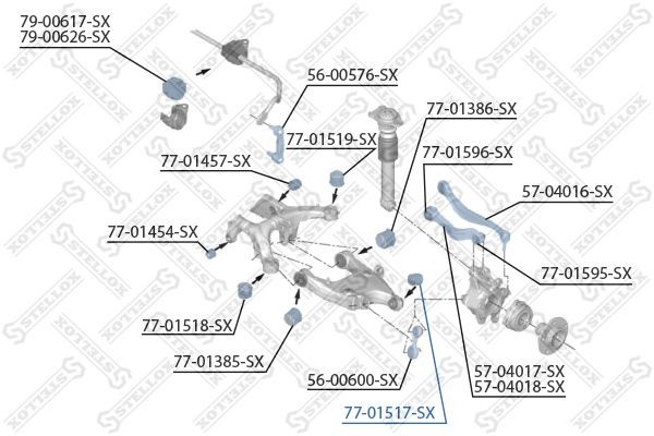 сайлентблок продол. рычага!\ BMW 5 F10 2.3-5.0i/2.0-3.0D 10> 77-01517-SX STELLOX