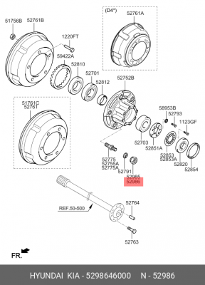 Гайка колеса HYUNDAI HD65,County заднего правого OE 5298646000 HYUNDAI KIA