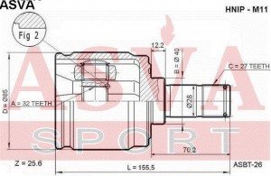 ШРУС ВНУТРЕННИЙ ПРАВЫЙ 32x40x27(58.5 HONDA CR-V 97-00 MT [12] HNIPM11 HNIP-M11 ASVA