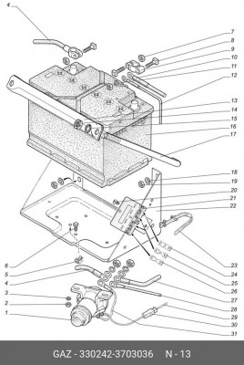 Планка АКБ ГАЗ-3302,2217 со стяжками комплект (ОАО ГАЗ) 3302423703036 GAZ GAZ
