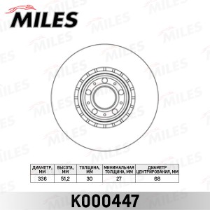 Диск тормозной передний D336мм VOLVO XC90 02 R17 (TRW DF4340S) K000447 K000447 MILES