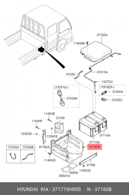Ящик HYUNDAI HD65,72,78 АКБ OE 371715H005 HYUNDAI KIA