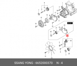 Натяжитель приводного ремня SSANGYONG Kyron (05-),Actyon (06-),Rexton (03-),Acty 6652000370 SSANG YONG
