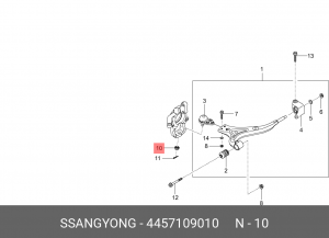 Гайка SSANGYONG Kyron (08-),Actyon (08-/10-),Actyon Sports (08-/12-),Rexton (08- 4457109010 SSANG YONG
