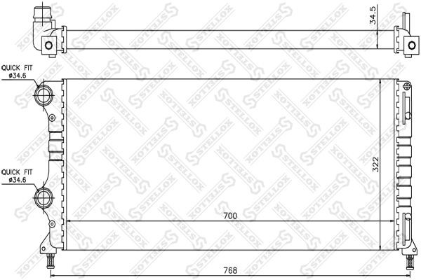 радиатор системы охлаждения!\ Fiat Doblo 1.3-1.9JTD 01> 10-25712-SX STELLOX