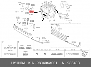Жиклер HYUNDAI HD120 (12-) омывателя правый OE 983406A001 HYUNDAI KIA