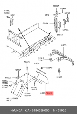 Брызговик HYUNDAI HD65,72,78 задний правый OE 618455H000 HYUNDAI KIA