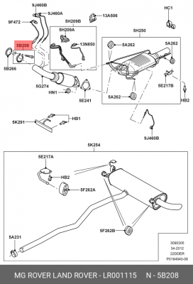 хомут глушителя! \ Land Rover Freelander 2/ Discovery Sport LR001115 LAND ROVER