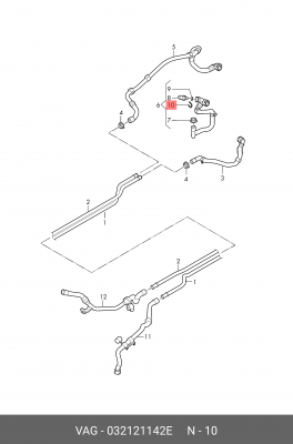Зажим пружинный VW AUDI патрубка системы охлаждения OE 032 121 142 E VAG