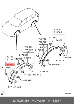 7407A320, ПРОКЛАДКА НАКЛАДКИ ПЕРЕДНЕГО Б 7407A320 MITSUBISHI