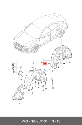 Гайка VW AUDI SEAT SKODA OE N 909 591 01 VAG
