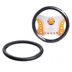 Оплетка на руль, искусст. кожа, текстура карбон, черная, син. прошивка, 38 см/М  AWS-LI-16M AIRLINE