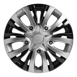 Колпаки колесные декоративные R16 серебро/черный/карбон "AIRLINE" Лион Т (2 шт.) AWCC-16-28 AIRLINE