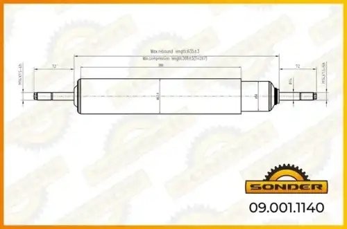 Амортизатор подвески перед. 090011140 SONDER