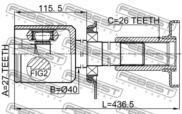 ШРУС внутренний правый VOLKSWAGEN TRANSPORTER T5 2003-2015 2311-T5ATRH 2311-T5ATRH FEBEST