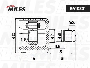 ШРУС внутренний левый VOLVO S40 I/II/S80 99-06 GA10201 GA10201 MILES