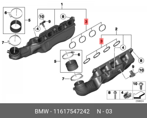 прокладка впускного коллектора!\ BMW 3-серия,6-серия,X3,X5,X6 11 61 7 547 242 BMW