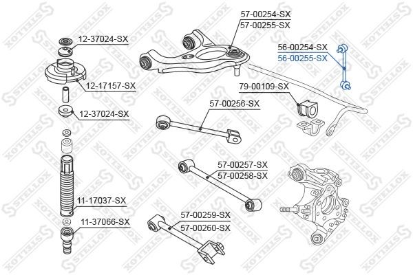 тяга стабилизатора заднего правая!\ Honda Accord 2.0-2.4i/2.2TD 08> 56-00255-SX STELLOX