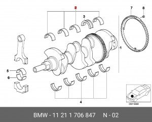 Вкладыш(60,00ММ 0) Е46,39,60,38,65,83,53 11 21 1 706 847 BMW