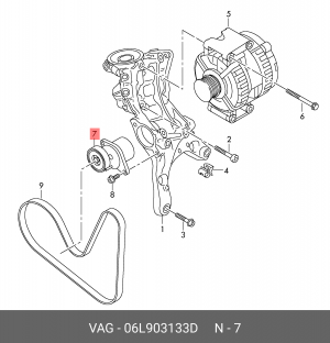 Натяжитель приводного ремня VW Passat (15-) OE 06L 903 133 D VAG