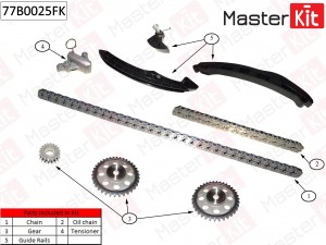 VAG 2 цепи + натяжитель + 3 успокоителя + 3 звездочки 77B0025FK MASTER KIT