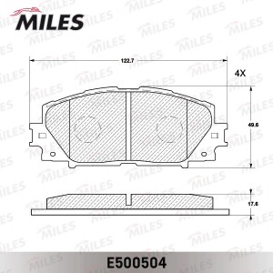 Колодки тормозные передние (без ABS) (Смесь CERAMIC серия PRO) TOYOTA YARIS 06-  E500504 MILES