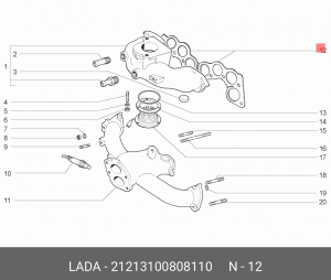 ПРОКЛАДКА КОЛЛЕКТОРА С ГЕРМЕТИКОМ 21213-1008081-10 21213-1008081-10 LADA VAZ