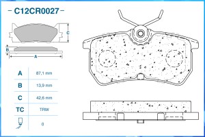 Тормозные колодки задние Low Metallic C12CR0027 C12CR0027 CWORKS