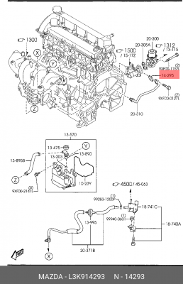 Прокладка MAZDA CX-7 (06-) турбокомпрессора OE L3K914293 MAZDA