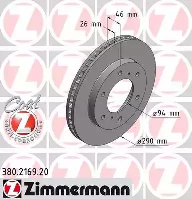 диск тормозной !перед. 290x26/46-6x140 \ Mitsubishi Pajero 3.2GDi 00> 380.2169.20 ZIMMERMANN