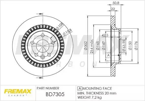 диск тормозной задний!\ Volvo XC60 2.0/3.0/3.2/2.0D/2.4D 08> BD7305 FREMAX