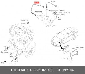 Датчик кислорода KIA Optima (16-) (лямбда-зонд) ОЕ 392102E460 HYUNDAI KIA