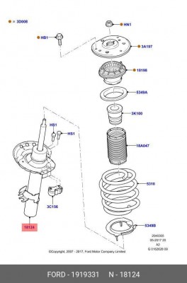 амортизаторы передние к-кт 2шт.!Motorcraft\ Ford Mondeo 07>/S Max/ Galaxy 06> 1919331 FORD