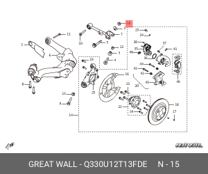 Гайка HAVAL F7,F7x стойки стабилизатора переднего OE Q330U12T13FDE GREAT WALL