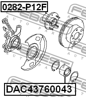 Подшипник ступицы передний NISSAN PRIMERA P12, X-TRAIL T30 DAC43760043 DAC43760043 FEBEST