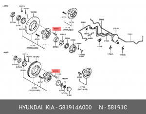Болт м12 58191-4A000 581914A000 HYUNDAI KIA