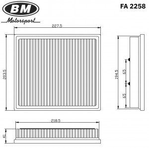 Фильтр воздушный, BMW 1-4 FA2258 FA2258 BM MOTORSPORT