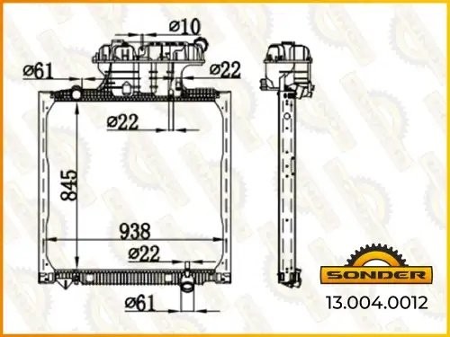 Радиатор охлаждения 845*938*42  MAN TGS/TGA (с рамкой)  Nissens 67225 130040012 SONDER