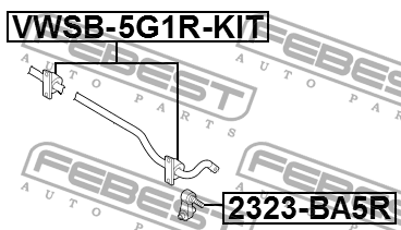 ВТУЛКА ЗАДНЕГО СТАБИЛИЗАТОРА КОМПЛЕКТ D19.6 подходит для AUDI A3/A3 Sportback (8 VWSB-5G1R-KIT FEBEST