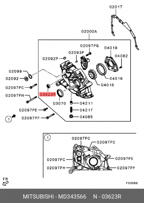 Сальник MITSUBISHI Pajero (08-) вала балансировочного правый OE MD343566 MITSUBISHI