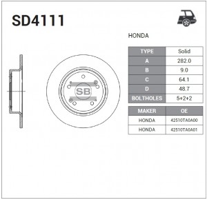 Диск тормозной задний HONDA ACCORD VIII 08- SD4111 SD4111 SANGSIN