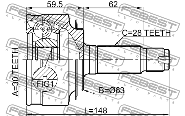 ШРУС наружный к-кт!\ Honda Edix 10-14 0310-BE FEBEST