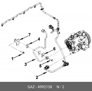 Трубка слива топлива Газель Бизнес Cummins ISF 2,8 4992138 GAZ GAZ