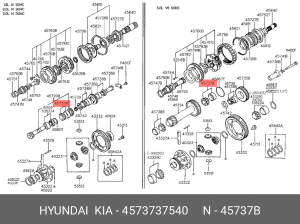 Подшипник КПП HYUNDAI Elantra (00-),i40 (12-),Tucson (04-) дифференциала OE 4573737540 HYUNDAI KIA