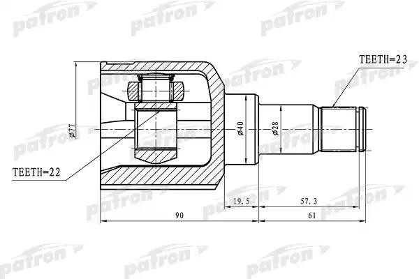 ШРУС внутренний FORD Focus (04-08) левый PATRON PCV3085 PATRON