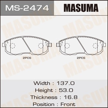 колодки дисковые передние!\ Nissan Tiida 1.6/1.8/1.5DCi 09.07> MS2474 MASUMA